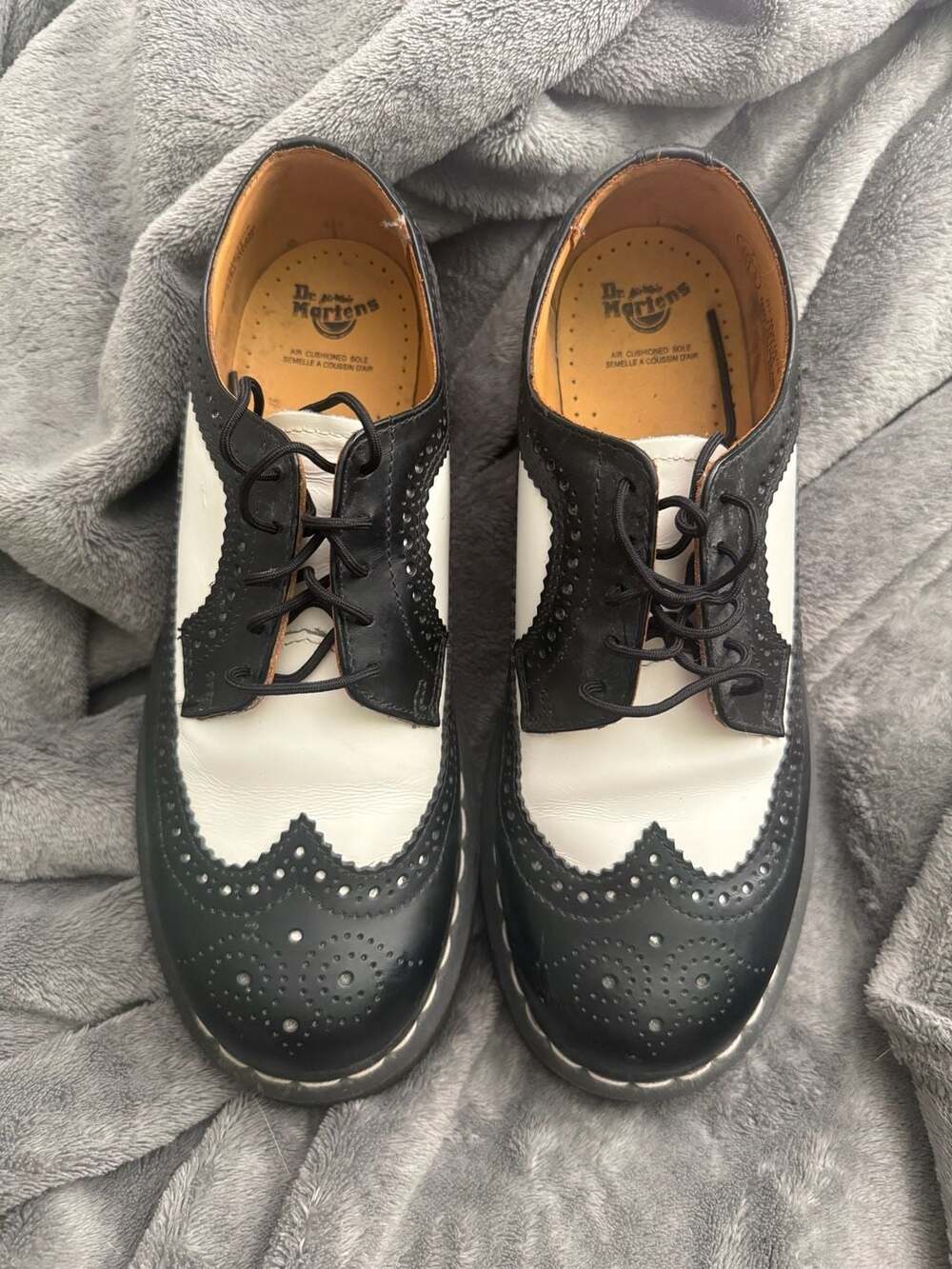 Dr. Martens 3989 Bex Black and White Smooth Leather Brogue Shoes